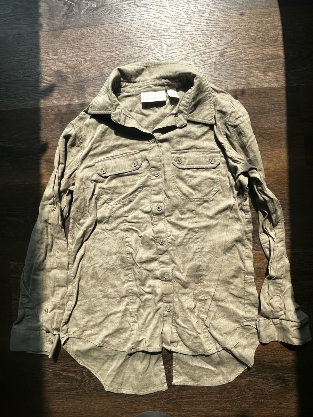 Chico's Olive-Green Button Front Shirt